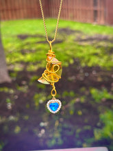 Load image into Gallery viewer, Golden Moonbeam Crystal & Heart Charm Necklace