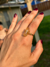 Load image into Gallery viewer, 💛 Sunstone Raw Yellow Aura Quartz Ring (Size 8.5)