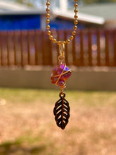 Load image into Gallery viewer, Solar Feather Guardian – Tangerine Aura Quartz Necklace | Wire Wrapped Crystal for Joy, Freedom & Creative Energy