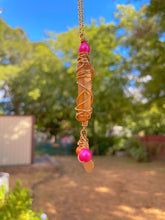 Load image into Gallery viewer, Neon Pink Pearl Fair Necklaces w/ Aura Quartz