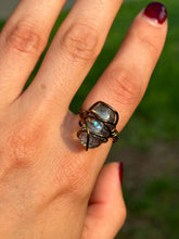 Load image into Gallery viewer, 🔷 Ocean Flash Dichroic Blue Crisscross Ring (Size 7.5)