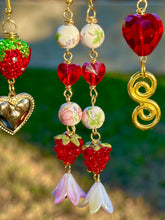Load image into Gallery viewer, Raspberry Blossom Crystal Heart Earrings 🍓