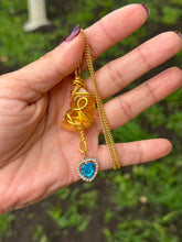 Load image into Gallery viewer, Golden Moonbeam Crystal & Heart Charm Necklace