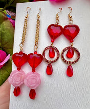 Load image into Gallery viewer, Crystal Heart Teardrop Dangle Earrings