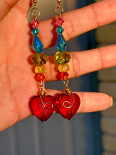 Load image into Gallery viewer, ๐ Rainbow Swirl Heart Crystal Earrings