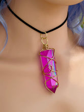 Load image into Gallery viewer, Velvet Vortex – Magenta Celestial Prism Aura Quartz Necklace