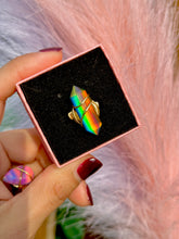 Load image into Gallery viewer, ✨Double Terminated Synthetic Rainbow Opal Crystal Swirl Adjustable Ring
