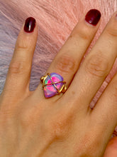 Load image into Gallery viewer, ✨Crisscross Synthetic Rainbow Opal Adjustable Ring
