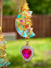 Load image into Gallery viewer, 💗 Rosé Moonspell — Pink Celestial Heart & Moon Suncatcher Necklace