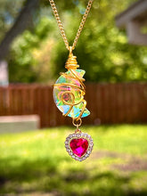 Load image into Gallery viewer, 💗 Rosé Moonspell — Pink Celestial Heart & Moon Suncatcher Necklace
