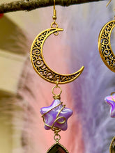 Load image into Gallery viewer, 🌙 Golden Pyrite Moon & Star Earrings ✨