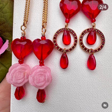 Load image into Gallery viewer, Crystal Heart Teardrop Dangle Earrings