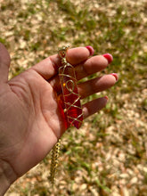 Load image into Gallery viewer, Solar Ember Spiral – Orange & Red Ombré Celestial Prism Aura Quartz Necklace