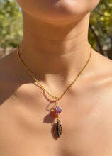 Load image into Gallery viewer, Solar Feather Guardian – Tangerine Aura Quartz Necklace | Wire Wrapped Crystal for Joy, Freedom & Creative Energy