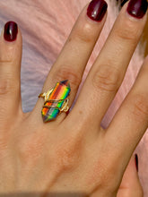 Load image into Gallery viewer, ✨Double Terminated Synthetic Rainbow Opal Crystal Swirl Adjustable Ring