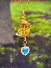 Load image into Gallery viewer, Golden Moonbeam Crystal & Heart Charm Necklace