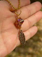 Load image into Gallery viewer, Solar Feather Guardian – Tangerine Aura Quartz Necklace | Wire Wrapped Crystal for Joy, Freedom & Creative Energy