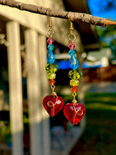 Load image into Gallery viewer, ๐ Rainbow Swirl Heart Crystal Earrings