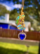 Load image into Gallery viewer, 🌌 Midnight Tide Moon — Blue Crystal Crescent Suncatcher Necklace