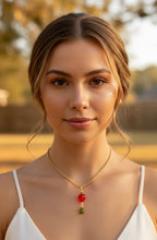 Load image into Gallery viewer, Verdant Sweet Guardian – Peridot Crystal Strawberry Fairy Necklace | Wire Wrapped Charm for Growth & Joy