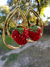 Load image into Gallery viewer, Strawberry Teardrop Crystal Earrings
