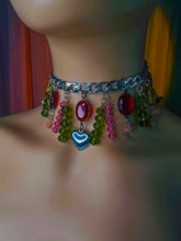 Load image into Gallery viewer, Y2K Swamp Princess Magenta Crystal Charm Necklace
