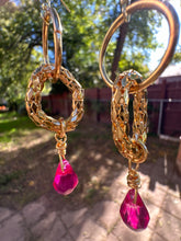 Load image into Gallery viewer, Pink Resin Teardrop Double Hoop Earrings
