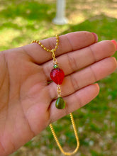 Load image into Gallery viewer, Verdant Sweet Guardian – Peridot Crystal Strawberry Fairy Necklace | Wire Wrapped Charm for Growth &amp; Joy
