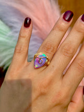 Load image into Gallery viewer, 🌙✨ Ethereal Teardrop Rainbow Opal Swirl Adjustable Ring
