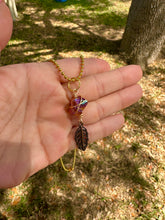 Load image into Gallery viewer, Solar Feather Guardian – Tangerine Aura Quartz Necklace | Wire Wrapped Crystal for Joy, Freedom &amp; Creative Energy
