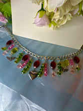 Load image into Gallery viewer, Y2K Swamp Princess Magenta Crystal Charm Necklace
