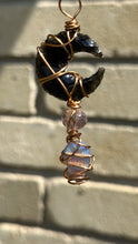 Load image into Gallery viewer, Black Onyx Crescent Purple Agate Druzy Necklace
