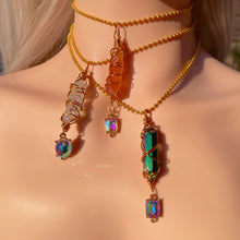 Load image into Gallery viewer, Messy Wrapped Crystal Necklaces w\ Rhinestone Charms
