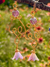 Load image into Gallery viewer, 🌸 Rose Porcelain — Pink &amp; White Floral Dangle Earrings
