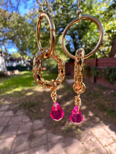 Load image into Gallery viewer, Pink Resin Teardrop Double Hoop Earrings
