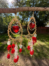 Load image into Gallery viewer, Red Glass Ruby Chandelier Earrings
