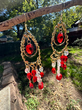 Load image into Gallery viewer, Red Glass Ruby Chandelier Earrings
