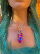 Load image into Gallery viewer, Large Cut &amp; Polished Magenta Aura Quartz Necklace
