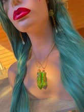 Load image into Gallery viewer, Polished and Cut Wire-wrapped Green Aura Quartz Necklace
