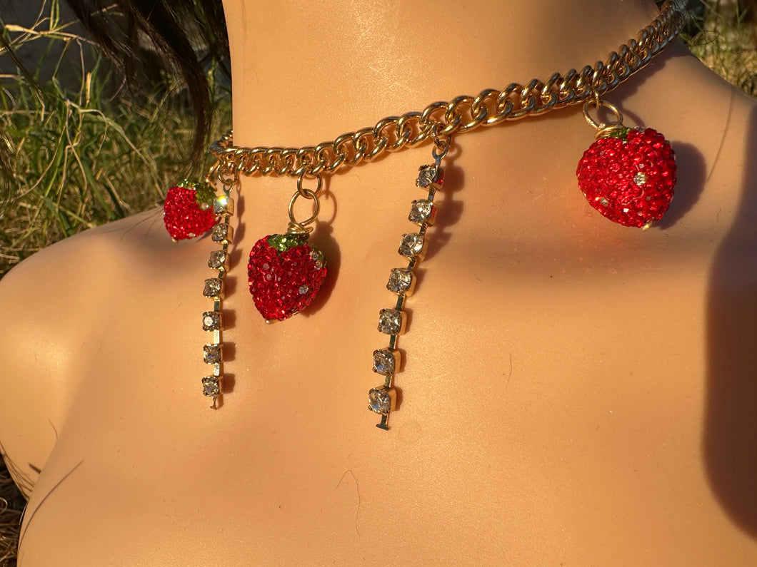 Strawberry Crystal Rhinestone Necklace