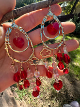 Load image into Gallery viewer, Red Glass Ruby Chandelier Earrings
