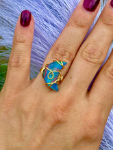 Load image into Gallery viewer, Rainbow Opal Crescent Moon Ring – Adjustable Fairycore Statement Ring ✨
