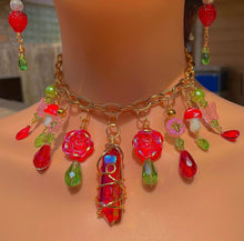 Load image into Gallery viewer, Red Aura Quartz Fairy Garden Necklace
