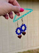 Load image into Gallery viewer, Crimson Heart Glass Sapphire Dangle Earrings
