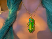 Load image into Gallery viewer, Polished and Cut Wire-wrapped Green Aura Quartz Necklace
