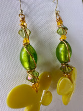 Load image into Gallery viewer, Yellow &amp; Green Hippie Butterfly Crystal Earrings
