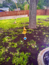 Load image into Gallery viewer, Golden Moonbeam Crystal &amp; Heart Charm Necklace
