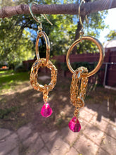 Load image into Gallery viewer, Pink Resin Teardrop Double Hoop Earrings
