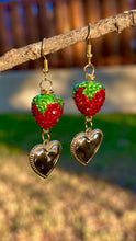 Load image into Gallery viewer, Sugar Sparkle Strawberry Heart Earrings 🍓✨
