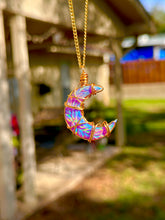 Load image into Gallery viewer, 🌙 Rainbow Opal Crescent Moon Necklace
